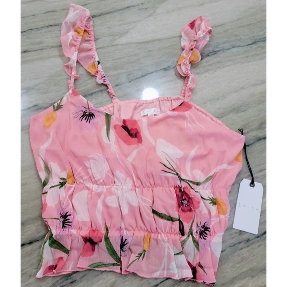 Leith Pink Floral Ruffle Cropped Camisole Nordstrom XL NWT - Picture 9 of 13